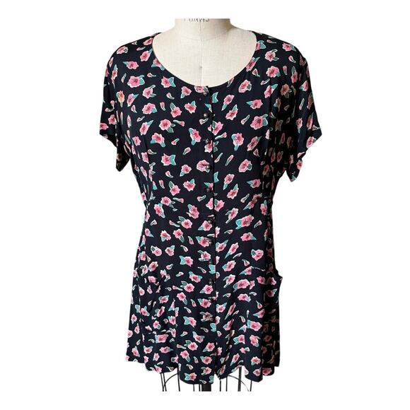 Betsey Johnson Vintage Floral Mini Dress Women’s Size Medium Scoop Neck 90s - Picture 1 of 8